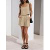 imageTrendy Queen Women 2 Piece Outfits Linen Matching Sets Two Piece Lounge Shorts Crop Tops 2024 Summer Clothes Beach VacationKhaki