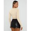 imageTrendy Queen Womens Long Sleeve Shirts Basic Crop Tops Tight Slim Fit Cute Teen Girls Fall Winter Y2k ClothesApricot