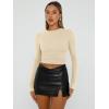 imageTrendy Queen Womens Long Sleeve Shirts Basic Crop Tops Tight Slim Fit Cute Teen Girls Fall Winter Y2k ClothesApricot