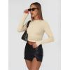 imageTrendy Queen Womens Long Sleeve Shirts Basic Crop Tops Tight Slim Fit Cute Teen Girls Fall Winter Y2k ClothesApricot