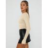 imageTrendy Queen Womens Long Sleeve Shirts Basic Crop Tops Tight Slim Fit Cute Teen Girls Fall Winter Y2k ClothesApricot
