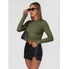 imageTrendy Queen Womens Long Sleeve Shirts Basic Crop Tops Tight Slim Fit Cute Teen Girls Fall Winter Y2k ClothesArmy Green
