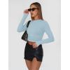 imageTrendy Queen Womens Long Sleeve Shirts Basic Crop Tops Tight Slim Fit Cute Teen Girls Fall Winter Y2k ClothesBaby Blue
