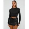 imageTrendy Queen Womens Long Sleeve Shirts Basic Crop Tops Tight Slim Fit Cute Teen Girls Fall Winter Y2k ClothesBlack