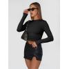 imageTrendy Queen Womens Long Sleeve Shirts Basic Crop Tops Tight Slim Fit Cute Teen Girls Fall Winter Y2k ClothesBlack