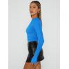 imageTrendy Queen Womens Long Sleeve Shirts Basic Crop Tops Tight Slim Fit Cute Teen Girls Fall Winter Y2k ClothesBlue
