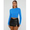 imageTrendy Queen Womens Long Sleeve Shirts Basic Crop Tops Tight Slim Fit Cute Teen Girls Fall Winter Y2k ClothesBlue
