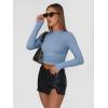 imageTrendy Queen Womens Long Sleeve Shirts Basic Crop Tops Tight Slim Fit Cute Teen Girls Fall Winter Y2k ClothesBlue Gray