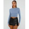 imageTrendy Queen Womens Long Sleeve Shirts Basic Crop Tops Tight Slim Fit Cute Teen Girls Fall Winter Y2k ClothesBlue Gray