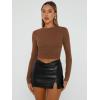 imageTrendy Queen Womens Long Sleeve Shirts Basic Crop Tops Tight Slim Fit Cute Teen Girls Fall Winter Y2k ClothesBrown