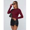 imageTrendy Queen Womens Long Sleeve Shirts Basic Crop Tops Tight Slim Fit Cute Teen Girls Fall Winter Y2k ClothesBurgundy