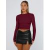 imageTrendy Queen Womens Long Sleeve Shirts Basic Crop Tops Tight Slim Fit Cute Teen Girls Fall Winter Y2k ClothesBurgundy