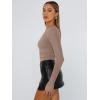 imageTrendy Queen Womens Long Sleeve Shirts Basic Crop Tops Tight Slim Fit Cute Teen Girls Fall Winter Y2k ClothesCoffee Grey