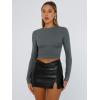 imageTrendy Queen Womens Long Sleeve Shirts Basic Crop Tops Tight Slim Fit Cute Teen Girls Fall Winter Y2k ClothesGray