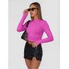 imageTrendy Queen Womens Long Sleeve Shirts Basic Crop Tops Tight Slim Fit Cute Teen Girls Fall Winter Y2k ClothesHot Pink
