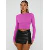imageTrendy Queen Womens Long Sleeve Shirts Basic Crop Tops Tight Slim Fit Cute Teen Girls Fall Winter Y2k ClothesHot Pink