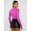 imageTrendy Queen Womens Long Sleeve Shirts Basic Crop Tops Tight Slim Fit Cute Teen Girls Fall Winter Y2k ClothesHot Pink
