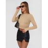 imageTrendy Queen Womens Long Sleeve Shirts Basic Crop Tops Tight Slim Fit Cute Teen Girls Fall Winter Y2k ClothesKhaki