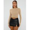 imageTrendy Queen Womens Long Sleeve Shirts Basic Crop Tops Tight Slim Fit Cute Teen Girls Fall Winter Y2k ClothesKhaki