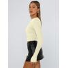 imageTrendy Queen Womens Long Sleeve Shirts Basic Crop Tops Tight Slim Fit Cute Teen Girls Fall Winter Y2k ClothesLemon Yellow