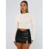 imageTrendy Queen Womens Long Sleeve Shirts Basic Crop Tops Tight Slim Fit Cute Teen Girls Fall Winter Y2k ClothesLight Apricot