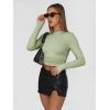 imageTrendy Queen Womens Long Sleeve Shirts Basic Crop Tops Tight Slim Fit Cute Teen Girls Fall Winter Y2k ClothesLight Green
