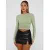 imageTrendy Queen Womens Long Sleeve Shirts Basic Crop Tops Tight Slim Fit Cute Teen Girls Fall Winter Y2k ClothesLight Green