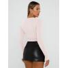 imageTrendy Queen Womens Long Sleeve Shirts Basic Crop Tops Tight Slim Fit Cute Teen Girls Fall Winter Y2k ClothesLight Pink