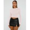 imageTrendy Queen Womens Long Sleeve Shirts Basic Crop Tops Tight Slim Fit Cute Teen Girls Fall Winter Y2k ClothesLight Pink