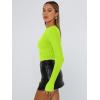 imageTrendy Queen Womens Long Sleeve Shirts Basic Crop Tops Tight Slim Fit Cute Teen Girls Fall Winter Y2k ClothesNeon Green