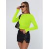 imageTrendy Queen Womens Long Sleeve Shirts Basic Crop Tops Tight Slim Fit Cute Teen Girls Fall Winter Y2k ClothesNeon Green