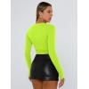 imageTrendy Queen Womens Long Sleeve Shirts Basic Crop Tops Tight Slim Fit Cute Teen Girls Fall Winter Y2k ClothesNeon Green