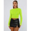 imageTrendy Queen Womens Long Sleeve Shirts Basic Crop Tops Tight Slim Fit Cute Teen Girls Fall Winter Y2k ClothesNeon Green