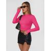 imageTrendy Queen Womens Long Sleeve Shirts Basic Crop Tops Tight Slim Fit Cute Teen Girls Fall Winter Y2k ClothesNeon Pink