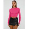 imageTrendy Queen Womens Long Sleeve Shirts Basic Crop Tops Tight Slim Fit Cute Teen Girls Fall Winter Y2k ClothesNeon Pink
