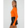 imageTrendy Queen Womens Long Sleeve Shirts Basic Crop Tops Tight Slim Fit Cute Teen Girls Fall Winter Y2k ClothesOrange
