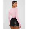 imageTrendy Queen Womens Long Sleeve Shirts Basic Crop Tops Tight Slim Fit Cute Teen Girls Fall Winter Y2k ClothesPink