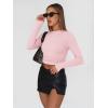 imageTrendy Queen Womens Long Sleeve Shirts Basic Crop Tops Tight Slim Fit Cute Teen Girls Fall Winter Y2k ClothesPink