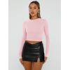 imageTrendy Queen Womens Long Sleeve Shirts Basic Crop Tops Tight Slim Fit Cute Teen Girls Fall Winter Y2k ClothesPink