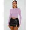 imageTrendy Queen Womens Long Sleeve Shirts Basic Crop Tops Tight Slim Fit Cute Teen Girls Fall Winter Y2k ClothesPurple