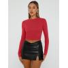imageTrendy Queen Womens Long Sleeve Shirts Basic Crop Tops Tight Slim Fit Cute Teen Girls Fall Winter Y2k ClothesRed