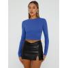 imageTrendy Queen Womens Long Sleeve Shirts Basic Crop Tops Tight Slim Fit Cute Teen Girls Fall Winter Y2k ClothesRoyal Blue