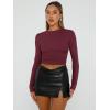 imageTrendy Queen Womens Long Sleeve Shirts Basic Crop Tops Tight Slim Fit Cute Teen Girls Fall Winter Y2k ClothesWine Red