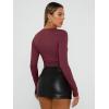 imageTrendy Queen Womens Long Sleeve Shirts Basic Crop Tops Tight Slim Fit Cute Teen Girls Fall Winter Y2k ClothesWine Red