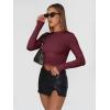 imageTrendy Queen Womens Long Sleeve Shirts Basic Crop Tops Tight Slim Fit Cute Teen Girls Fall Winter Y2k ClothesWine Red