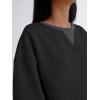 imageTrendy Queen Womens Oversized Color Block Fleeced Crewneck SweatshirtBlack