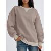 imageTrendy Queen Womens Oversized Color Block Fleeced Crewneck SweatshirtCoffee Grey