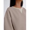 imageTrendy Queen Womens Oversized Color Block Fleeced Crewneck SweatshirtCoffee Grey