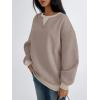 imageTrendy Queen Womens Oversized Color Block Fleeced Crewneck SweatshirtCoffee Grey