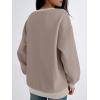 imageTrendy Queen Womens Oversized Color Block Fleeced Crewneck SweatshirtCoffee Grey